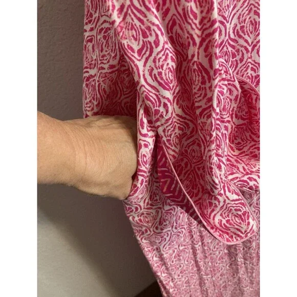 Oscar de la Renta Pink Label Long Robe Kaftan MuMu Button Front Women's L/XL